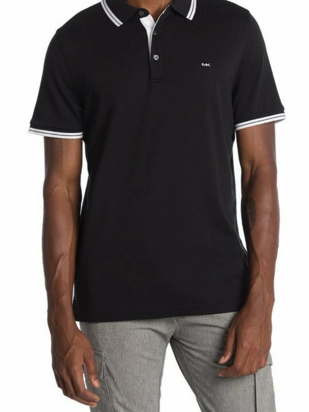 Michael Kors Black Polo with White Tip Collar and Sleeve
